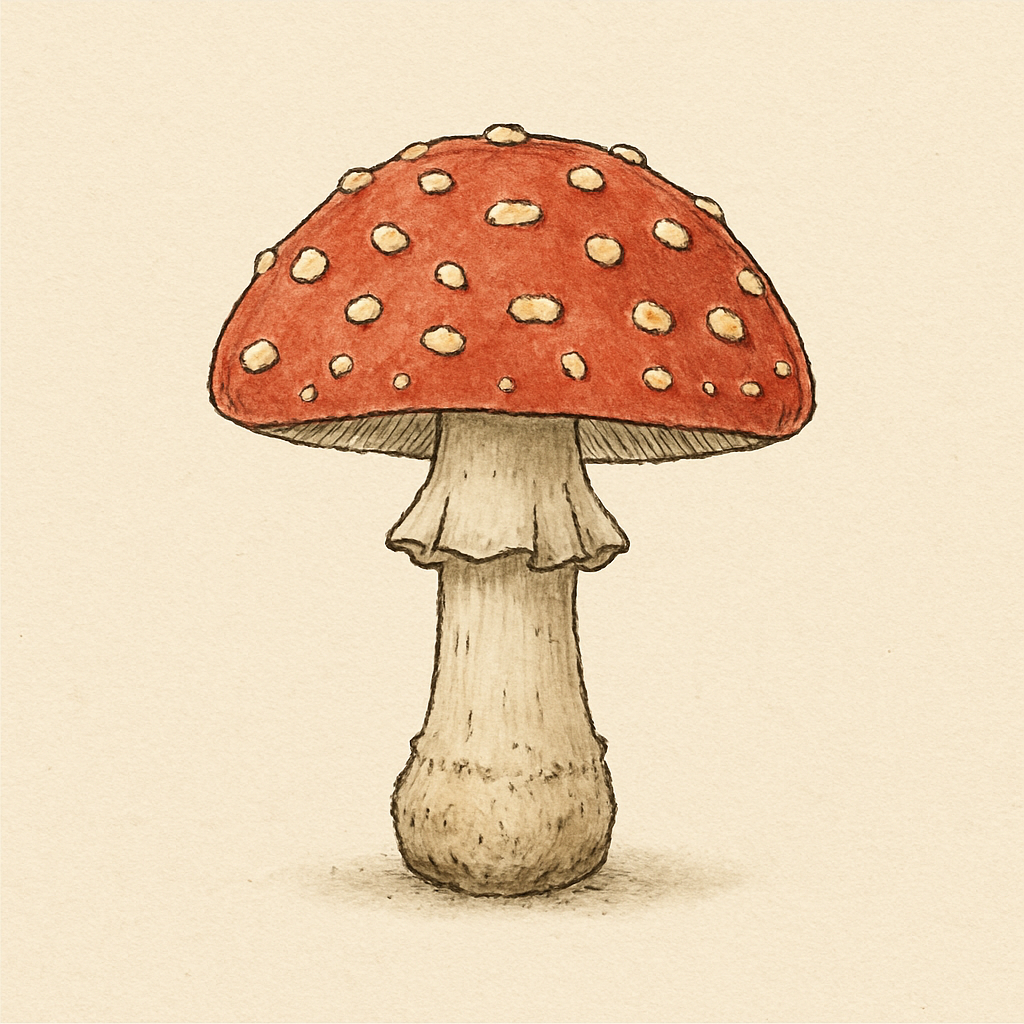 Naturalis illustration of a Fly Agaric mushroom.